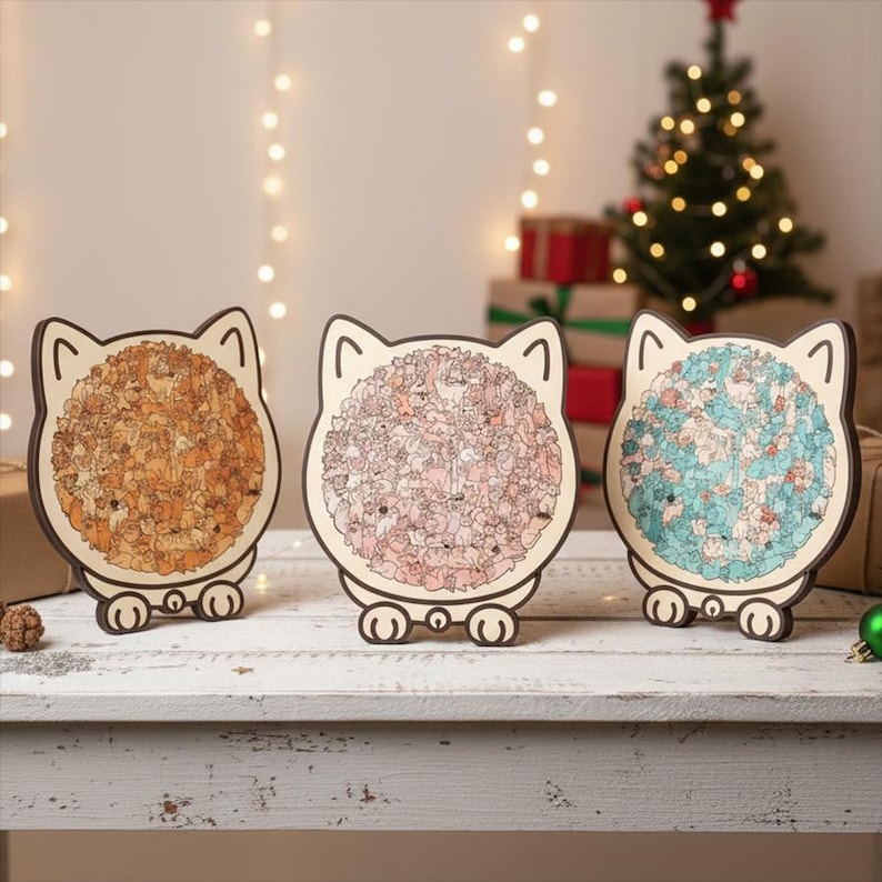 Unique Animal Shaped Wooden Jigsaw Puzzle, Morandi Color Art, Gift For Pet Lover