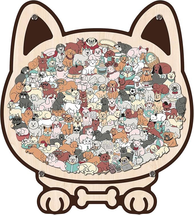 Unique Animal Shaped Wooden Jigsaw Puzzle, Morandi Color Art, Gift For Pet Lover