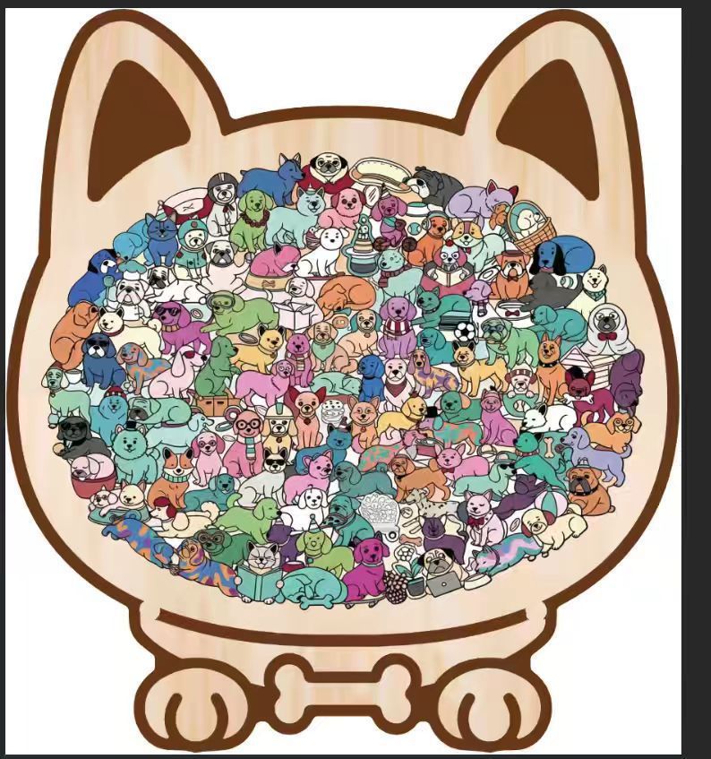 Unique Animal Shaped Wooden Jigsaw Puzzle, Morandi Color Art, Gift For Pet Lover