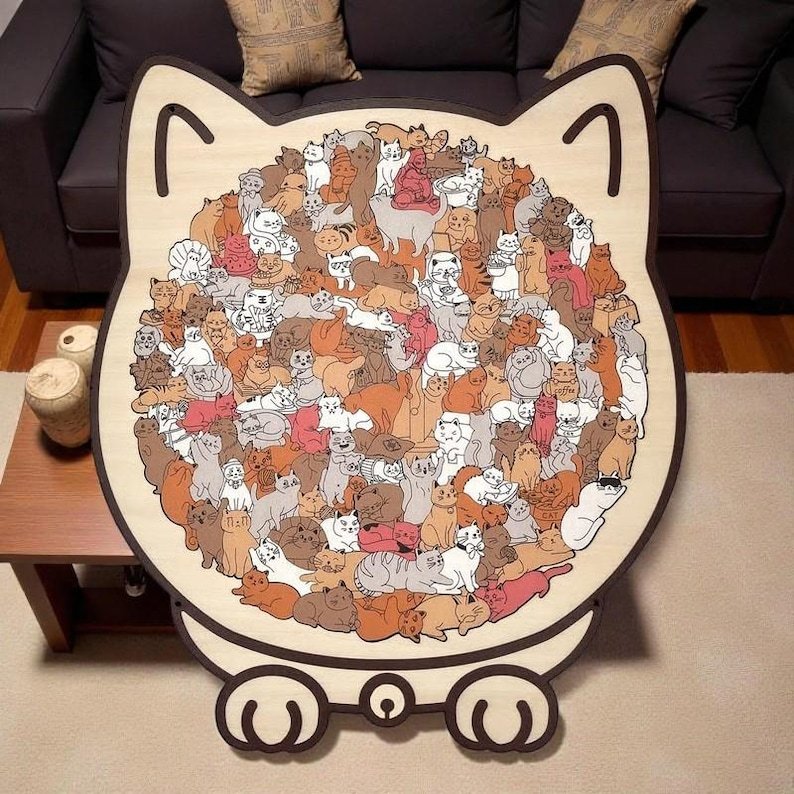 Unique Animal Shaped Wooden Jigsaw Puzzle, Morandi Color Art, Gift For Pet Lover