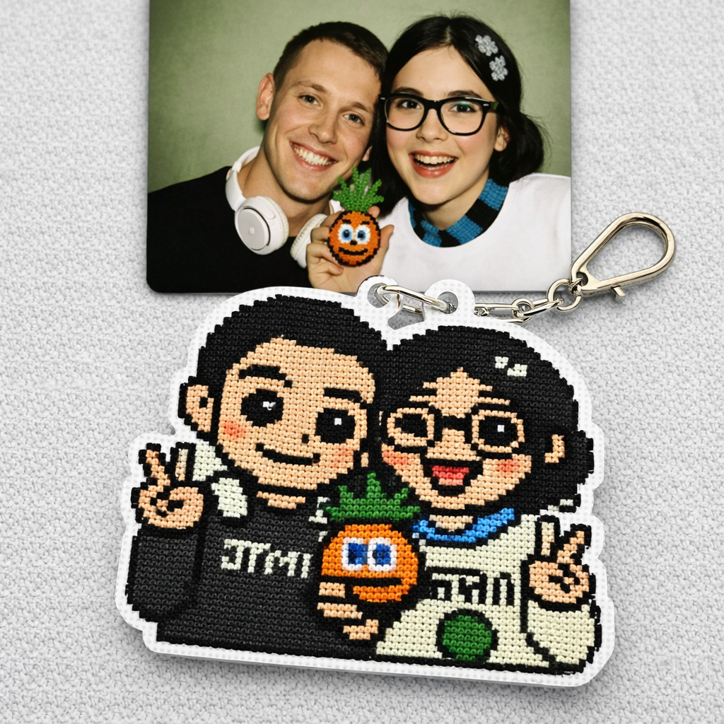 Custom Pixel Bead Art Personalized Photo Keychain Portrait Gift