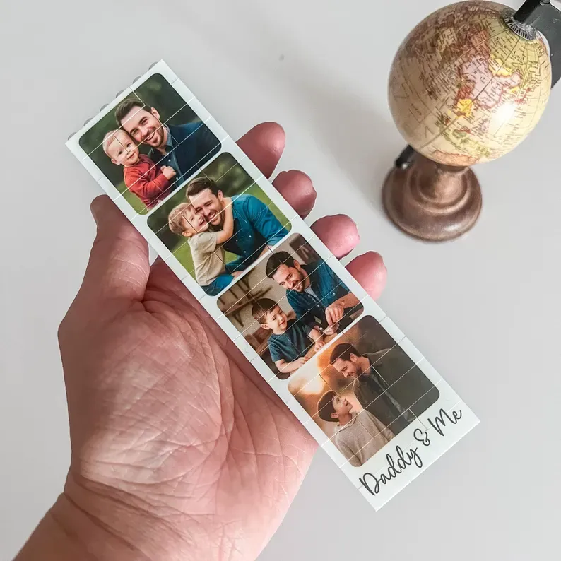 Personalised Daddy & Me Building Brick Photo Block, Gift for Dad, Puzzle, Grandad, Grandpa, Birthday Gift, Father's Day Gift Idea