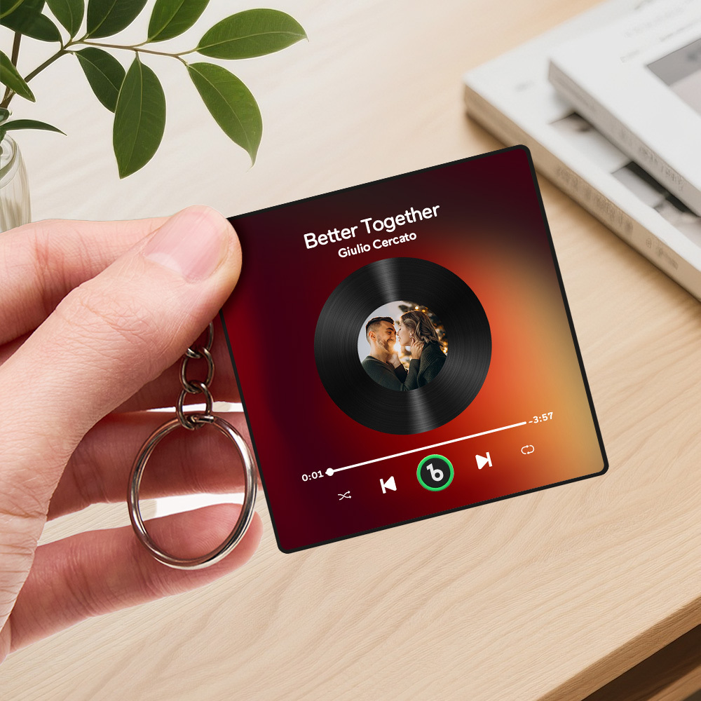 Personalized Photo Music Bluetooth Keychain Music Box Bag Charm That Plays Music Without Cell Phone Anniversary Gifts - CustWitUK