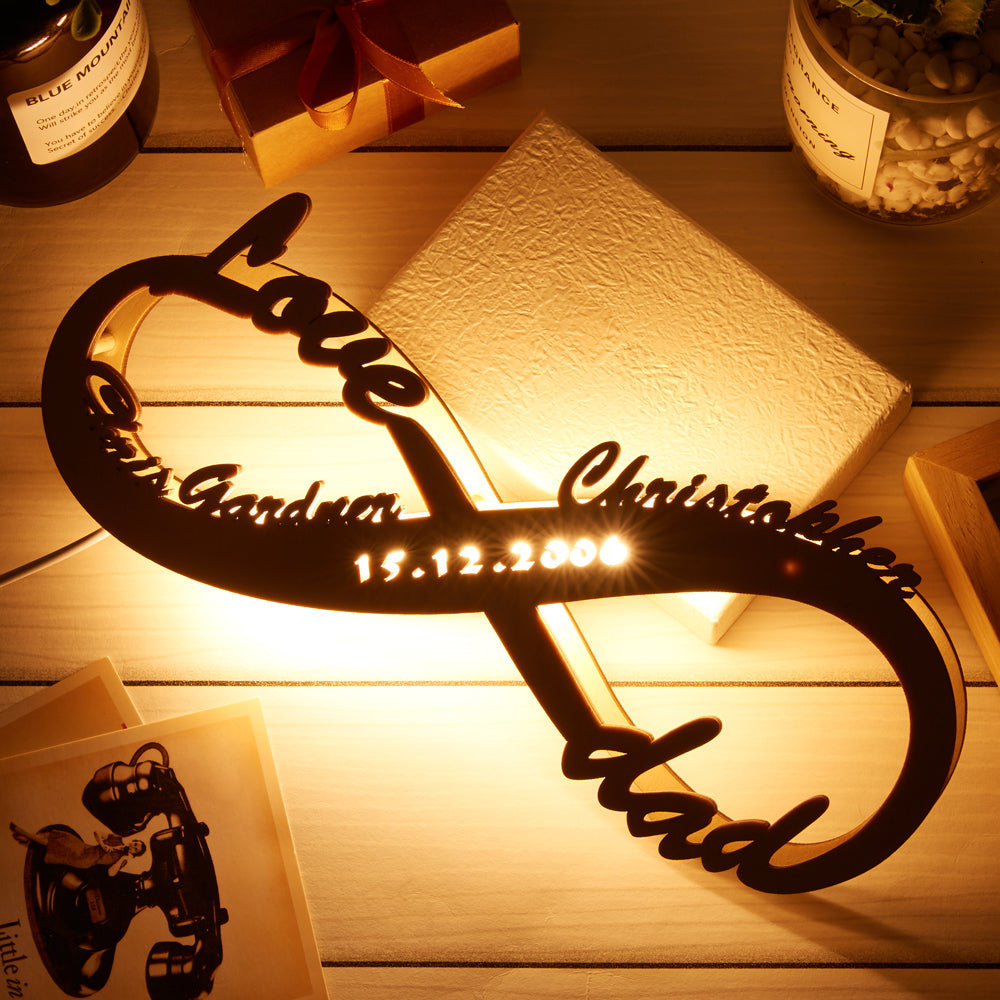Custom Wooden Nightlight Mother's Day Gift for Mum Name Sign Personalised Name Lamp Infinity Gift For Mum