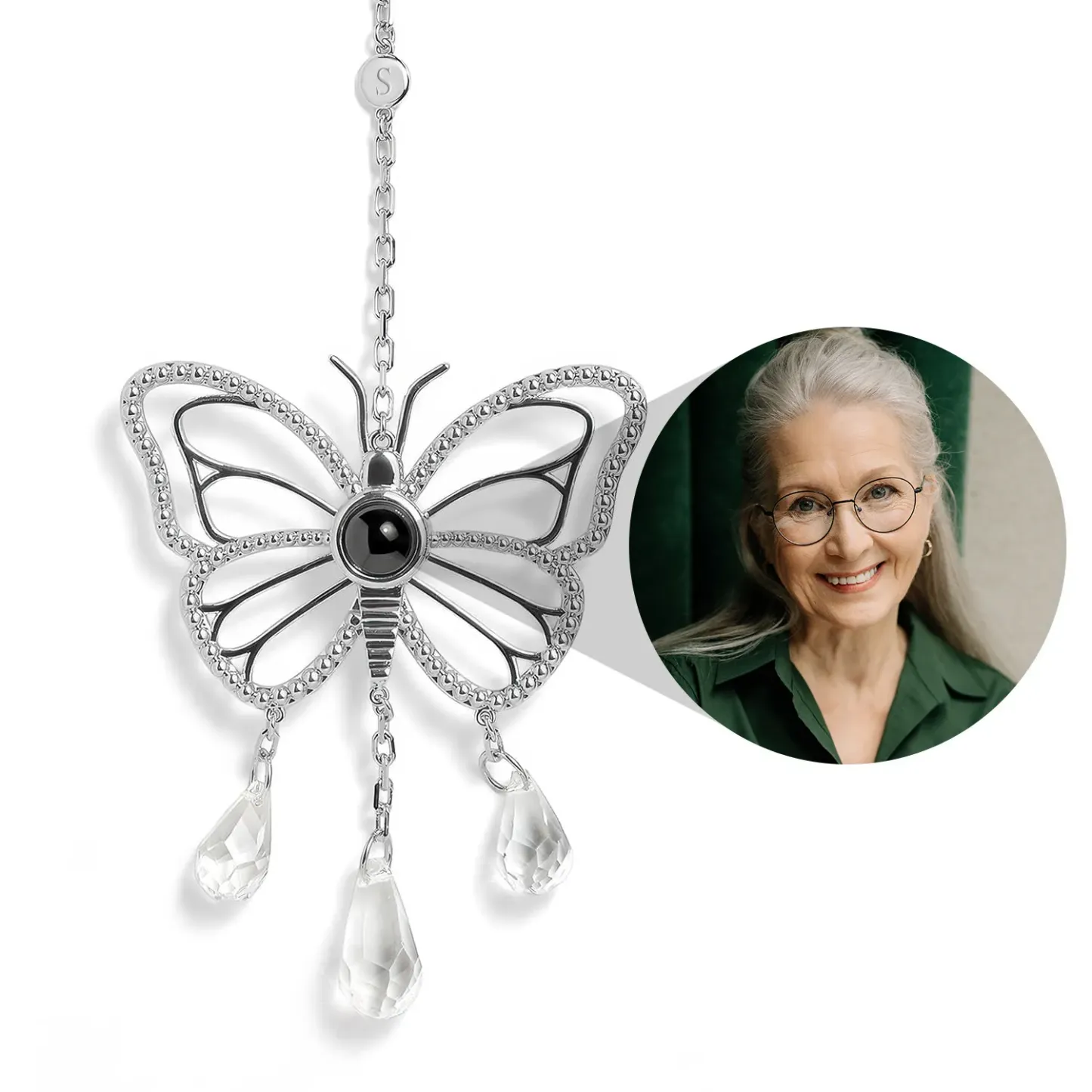 Personalized Circle Photo Sun Catcher Projection Ornament Car Decor Ornaments Family Gifts - CustWitUK