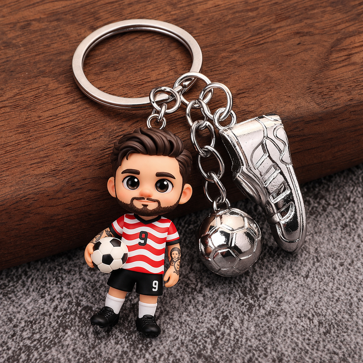 Personalized 3D Figue Keychain Photo Custom Football Fever Game Day Fan Culture Gift for Soccer Lovers - CustWitUK