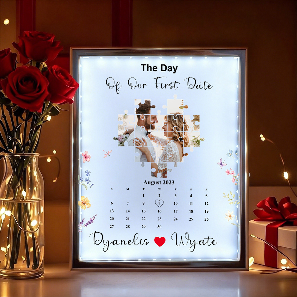 Personalized Missing Piece Mirror Light, Hidden Reflection Gift for Couple, Anniversary, Valentine’s Day