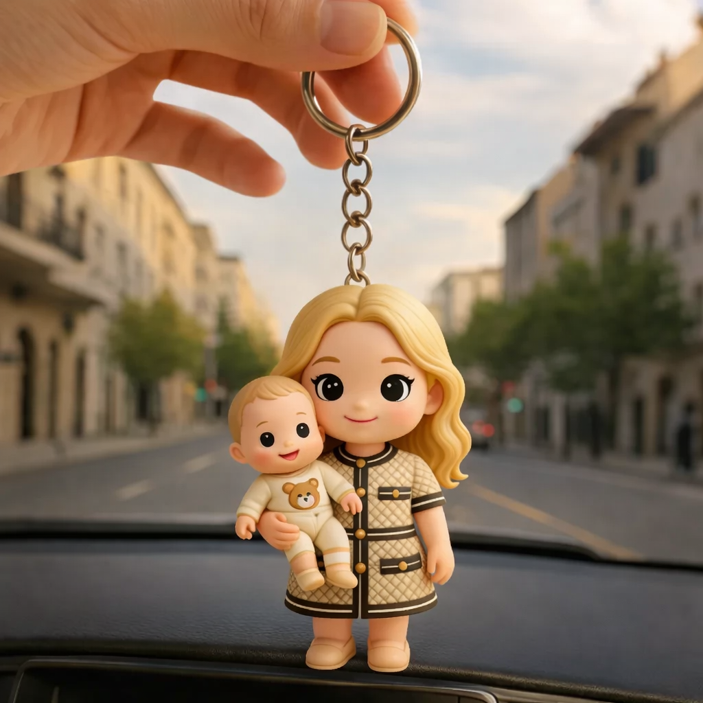 Custom 3D Couple Figure Keychain from Photo Personalized Chibi Mini Figure Gift for Anniversary Wedding Birthday Family Lovers - CustWitUK