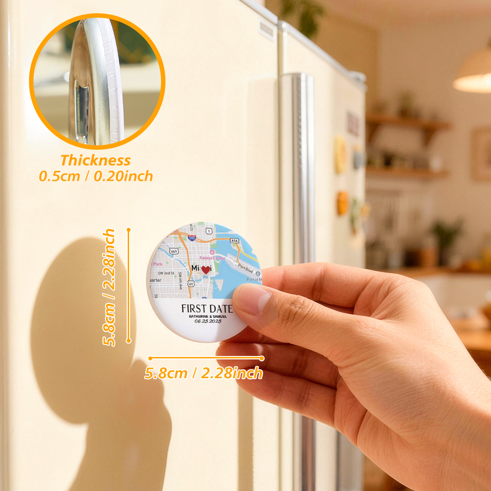 Personalized Our First Date Map Bottle Opener Magnet, Custom Coordinates Fridge Magnet, Anniversary Gift