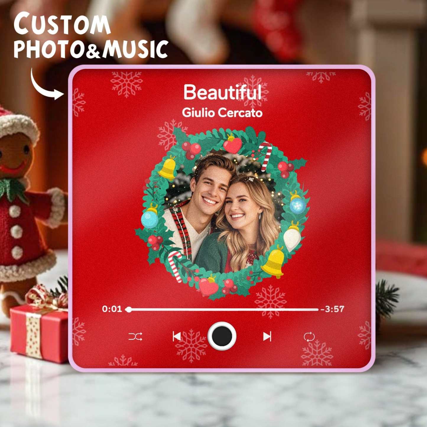 Customized Music Fridge Magnet Personalized Fridge Magnet With Three Photo for Creative Christmas Gift