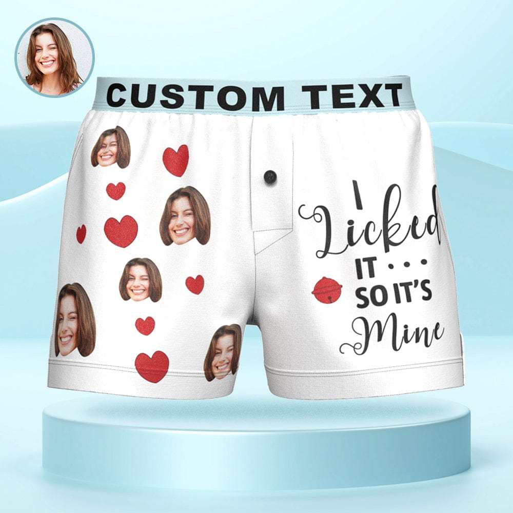 Custom Face Boxer Shorts I LICKED IT Personalized Waistband Casual Underwear for Him - CustWitUK
