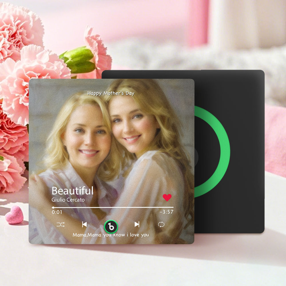 Personalized Mother's Day Music Fridge Magnet Oil Painting Effect Custom Photo Frame Gift for Mom - CustWitUK