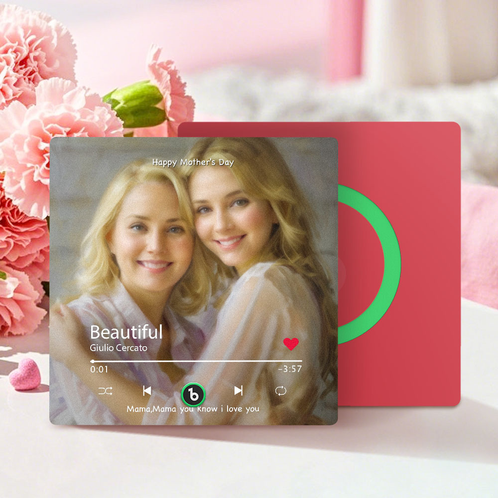 Personalized Mother's Day Music Fridge Magnet Oil Painting Effect Custom Photo Frame Gift for Mom - CustWitUK