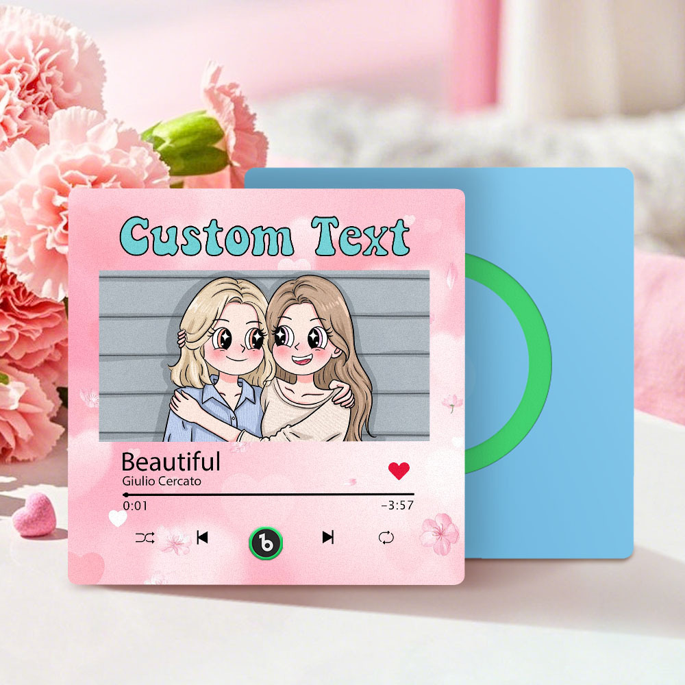 Custom Mother's Day Music Fridge Magnet Cartoon Face Personalized Photo Frame Gift for Mom - CustWitUK