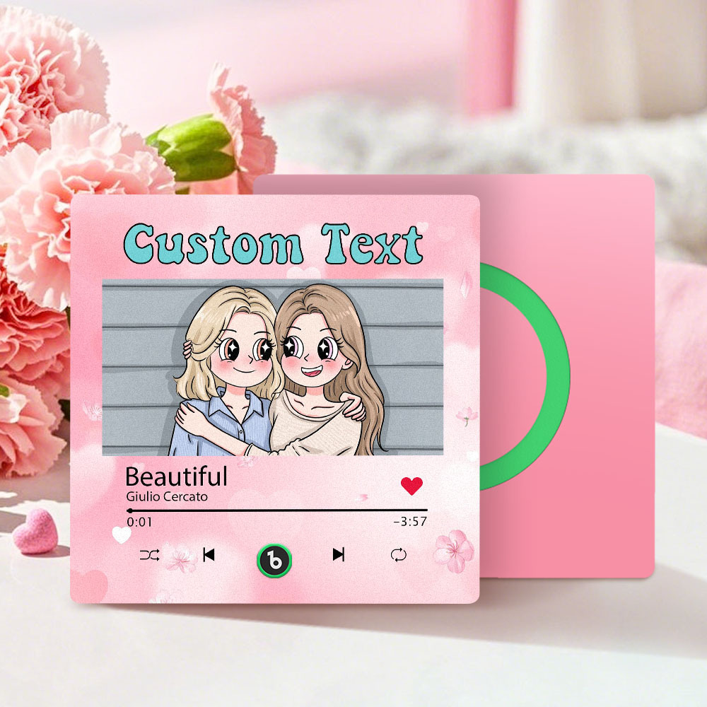 Custom Mother's Day Music Fridge Magnet Cartoon Face Personalized Photo Frame Gift for Mom - CustWitUK