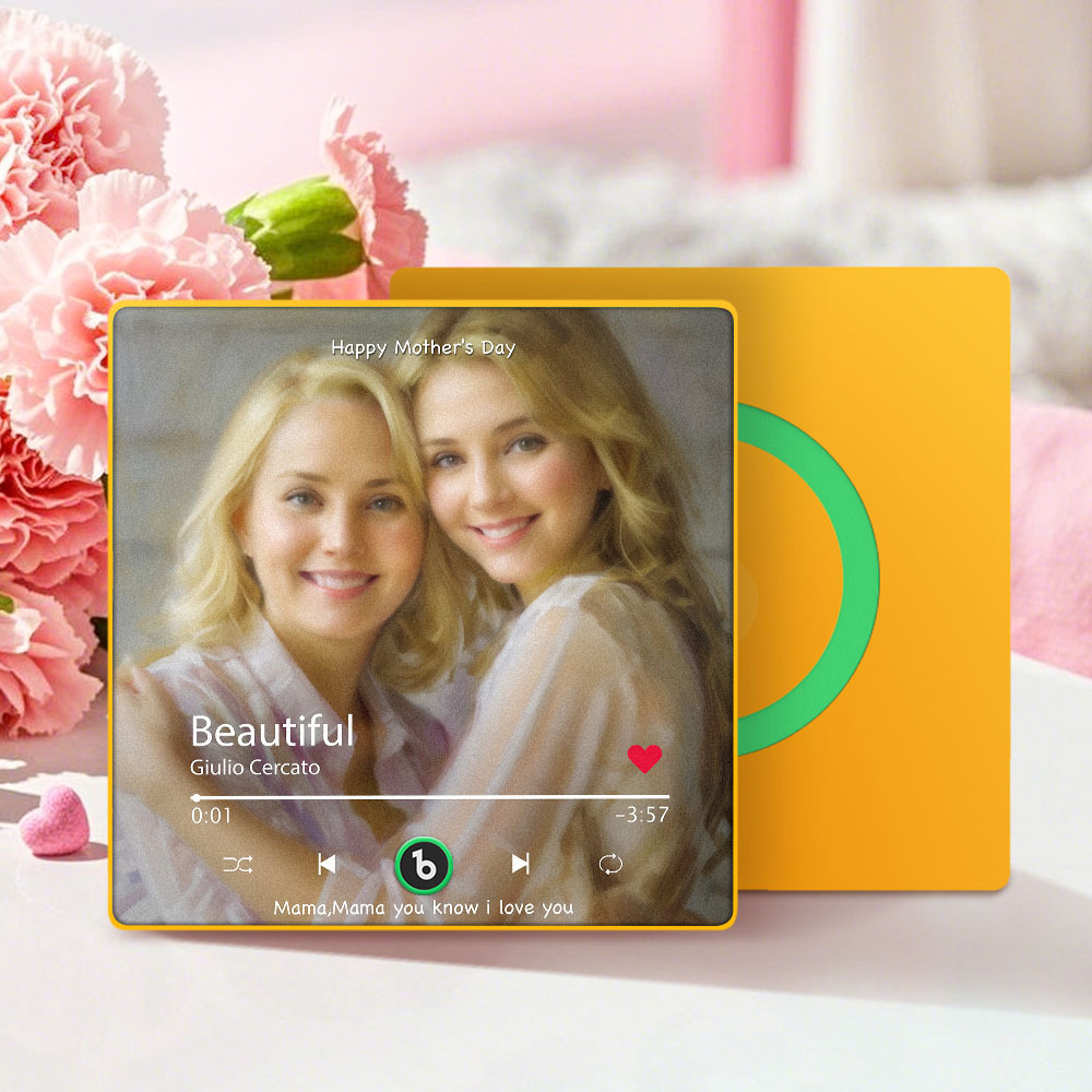 Personalized Mother's Day Music Fridge Magnet Oil Painting Effect Custom Photo Frame Gift for Mom - CustWitUK