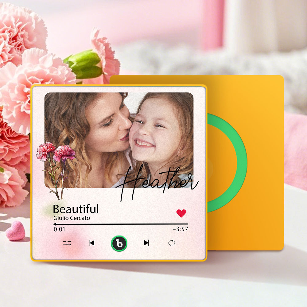 Custom Mother's Day Music Fridge Magnet Flower Face & Text  Personalized Photo Frame Gift for Mom - CustWitUK