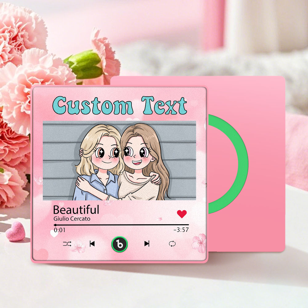 Custom Mother's Day Music Fridge Magnet Cartoon Face Personalized Photo Frame Gift for Mom - CustWitUK