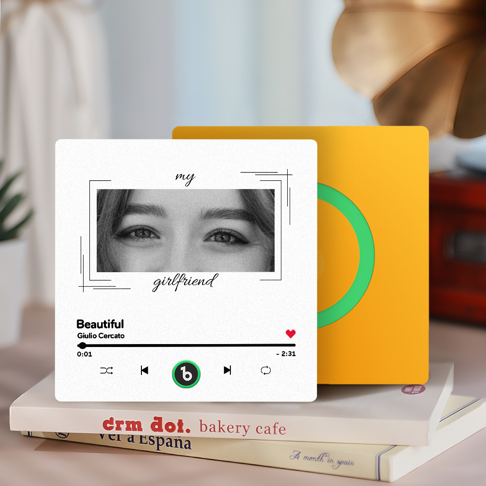 Custom Eyes and Name Music Fridge Magnet and Photo with Frame Music Wall Photo Sticker Music Movement That Can Be Played Best Gifts for Her - CustWitUK