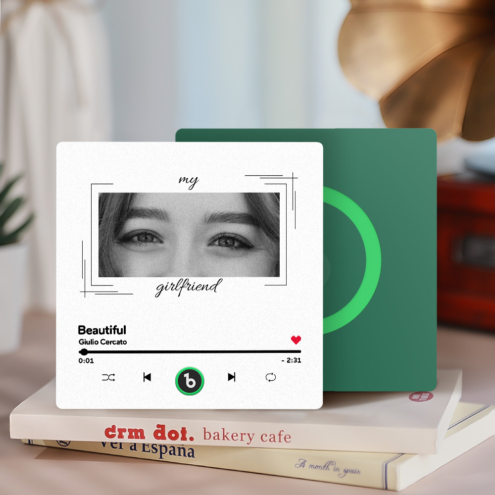 Custom Eyes and Name Music Fridge Magnet and Photo with Frame Music Wall Photo Sticker Music Movement That Can Be Played Best Gifts for Her - CustWitUK