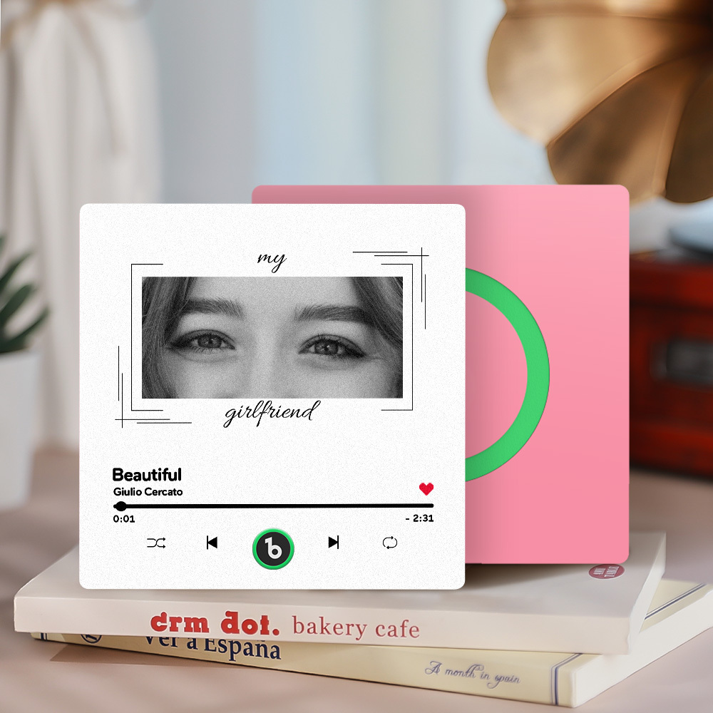 Custom Eyes and Name Music Fridge Magnet and Photo with Frame Music Wall Photo Sticker Music Movement That Can Be Played Best Gifts for Her - CustWitUK