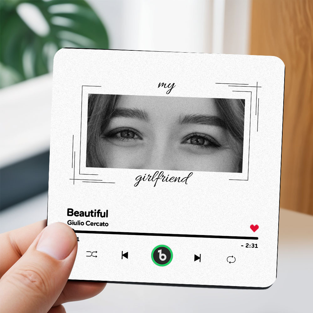 Custom Eyes and Name Music Fridge Magnet and Photo with Frame Music Wall Photo Sticker Music Movement That Can Be Played Best Gifts for Her - CustWitUK