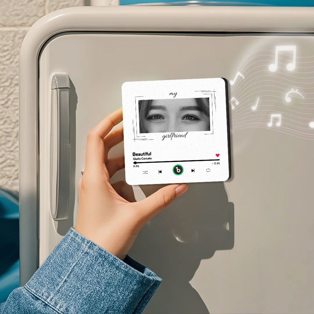 Custom Eyes and Name Music Fridge Magnet and Photo with Frame Music Wall Photo Sticker Music Movement That Can Be Played Best Gifts for Her - CustWitUK