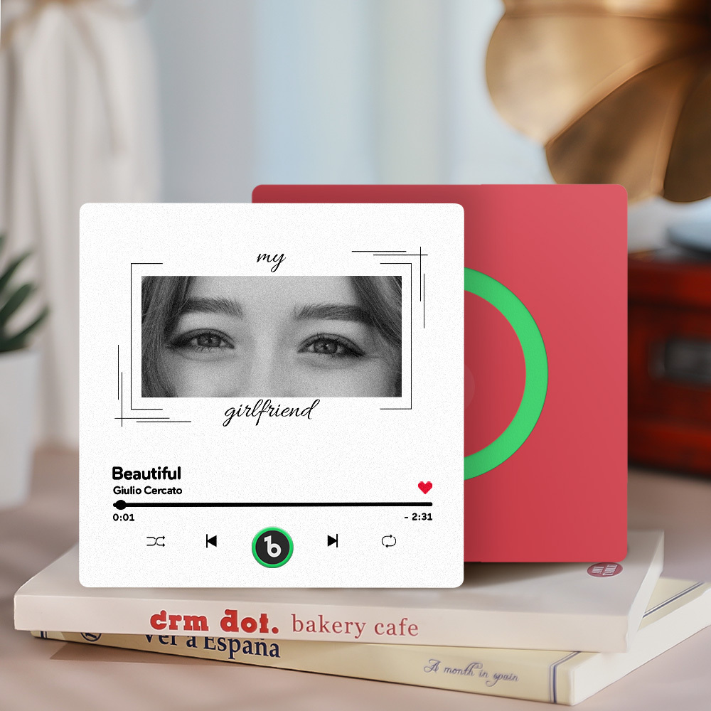 Custom Eyes and Name Music Fridge Magnet and Photo with Frame Music Wall Photo Sticker Music Movement That Can Be Played Best Gifts for Her - CustWitUK