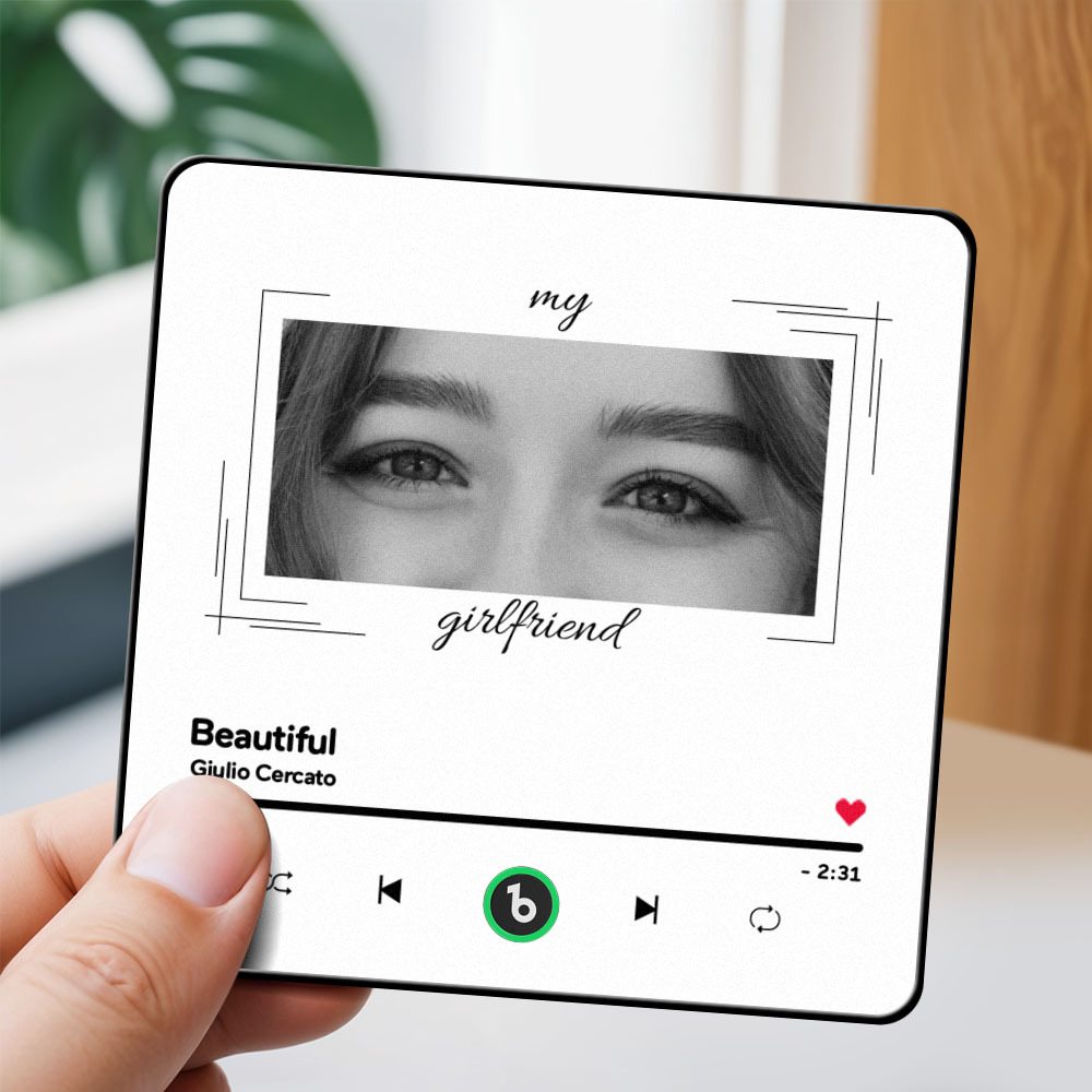 Custom Eyes and Name Music Fridge Magnet and Photo with Frame Music Wall Photo Sticker Music Movement That Can Be Played Best Gifts for Her - CustWitUK