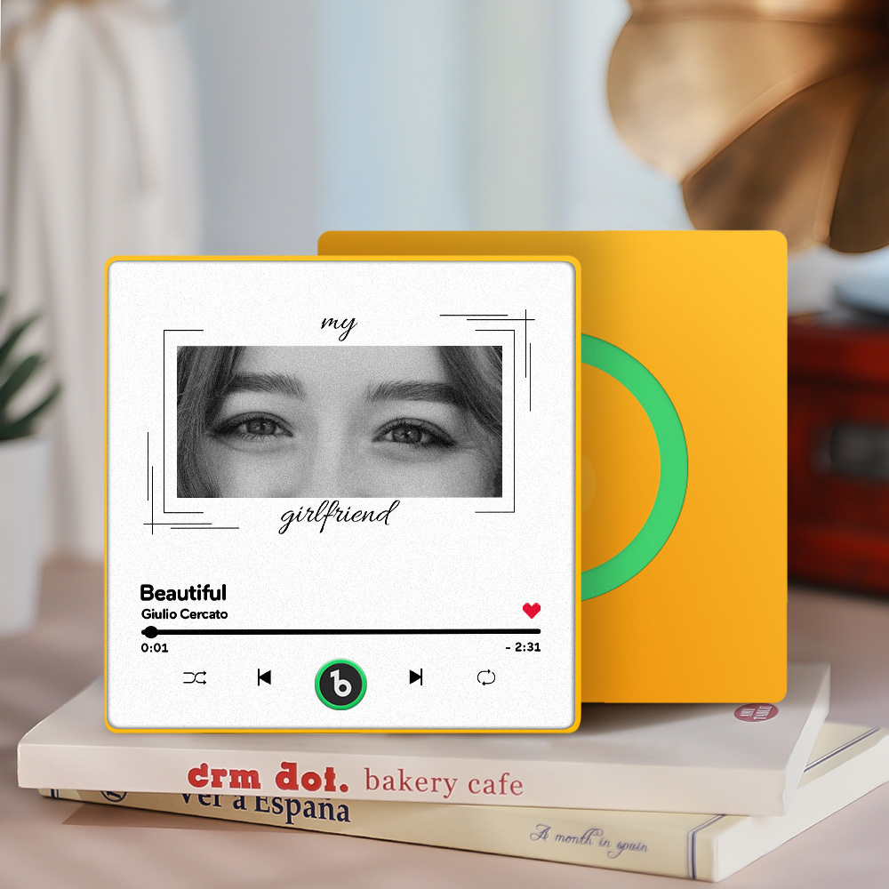 Custom Eyes and Name Music Fridge Magnet and Photo with Frame Music Wall Photo Sticker Music Movement That Can Be Played Best Gifts for Her - CustWitUK