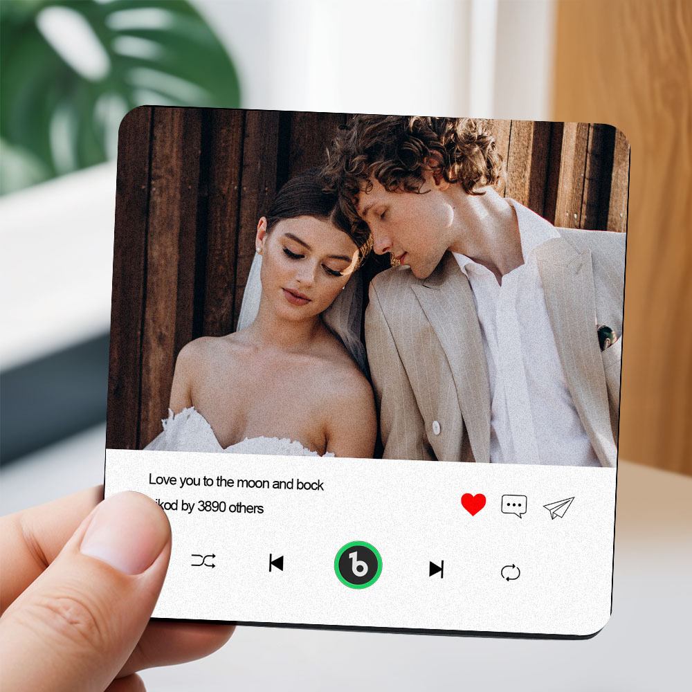 Custom Photo and Text Music Fridge Magnet with Colorful Frame Music Wall Photo Sticker Music Movement That Can Be Played - CustWitUK