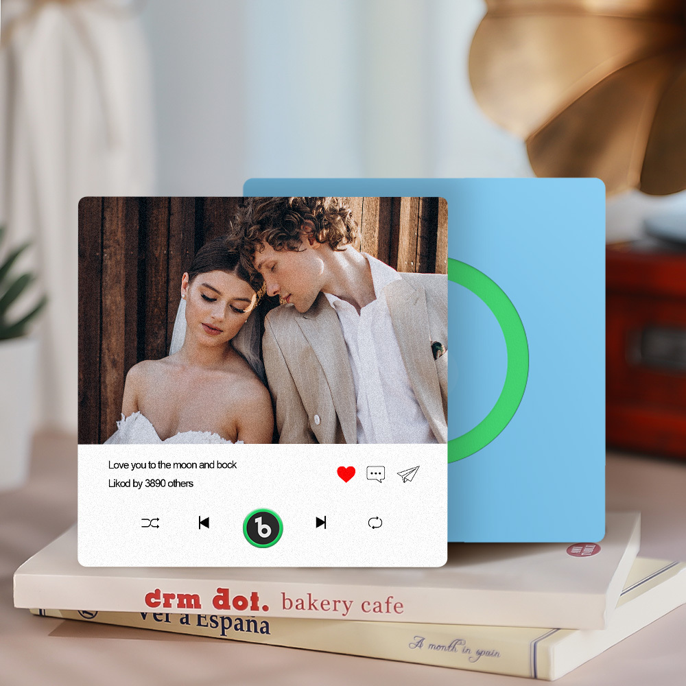 Custom Photo and Text Music Fridge Magnet with Colorful Frame Music Wall Photo Sticker Music Movement That Can Be Played - CustWitUK