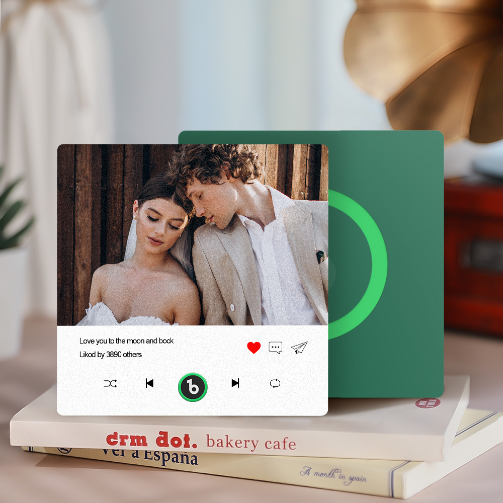 Custom Photo and Text Music Fridge Magnet with Colorful Frame Music Wall Photo Sticker Music Movement That Can Be Played - CustWitUK