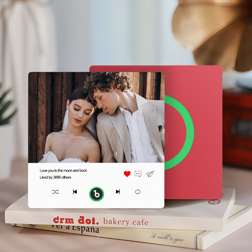 Custom Photo and Text Music Fridge Magnet with Colorful Frame Music Wall Photo Sticker Music Movement That Can Be Played - CustWitUK