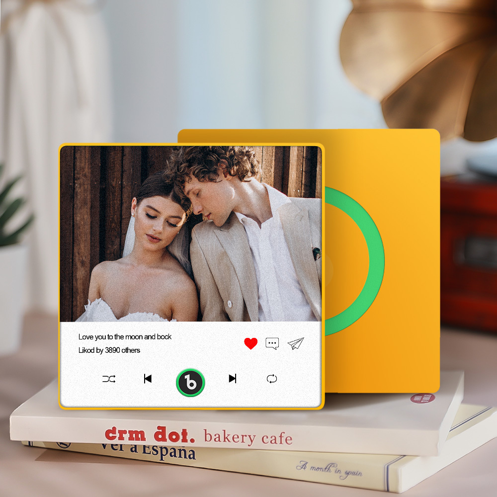 Custom Photo and Text Music Fridge Magnet with Colorful Frame Music Wall Photo Sticker Music Movement That Can Be Played - CustWitUK