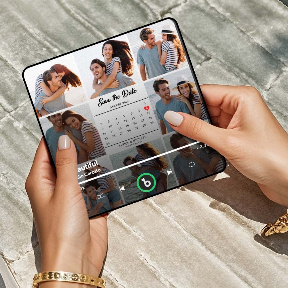 Custom Photo and Calendar Music Fridge Magnet Custom Text Frame Music Wall Photo Sticker Music Movement That Can Be Played Gifts for Anniversary - CustWitUK