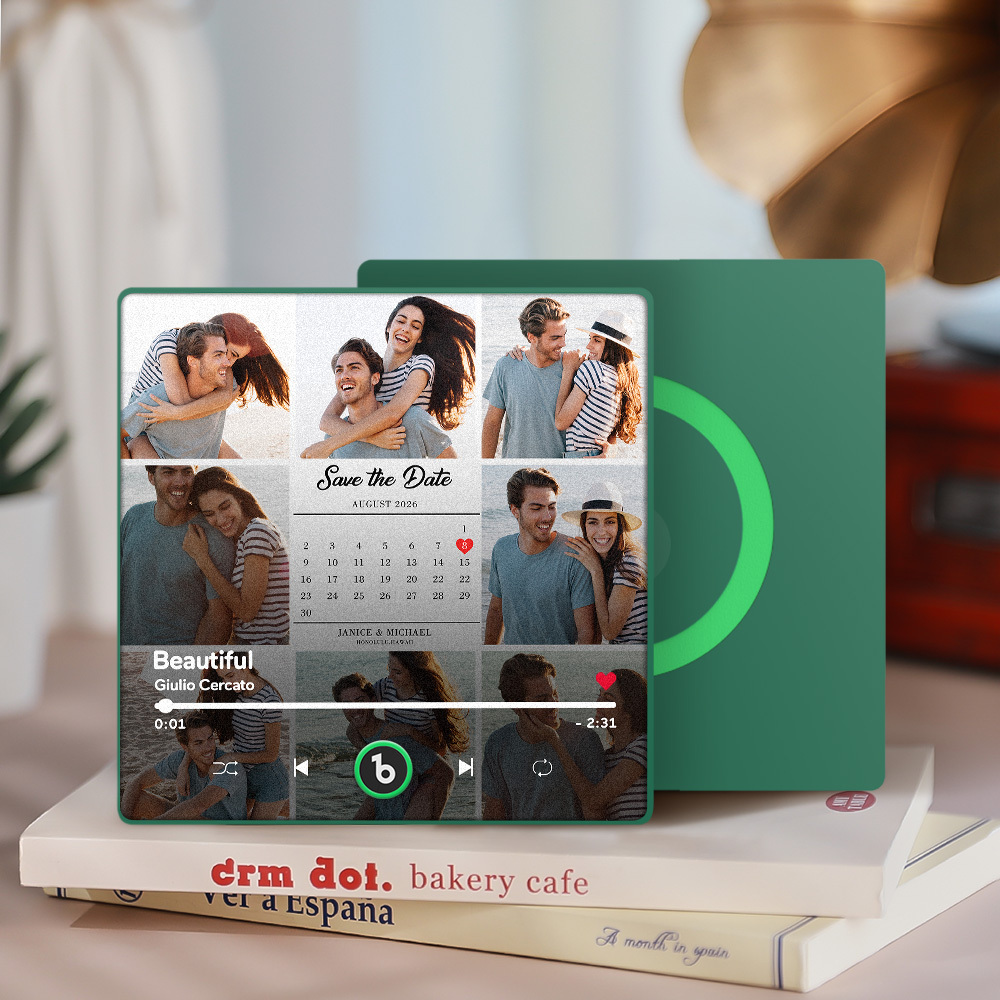 Custom Photo and Calendar Music Fridge Magnet Custom Text Frame Music Wall Photo Sticker Music Movement That Can Be Played Gifts for Anniversary - CustWitUK