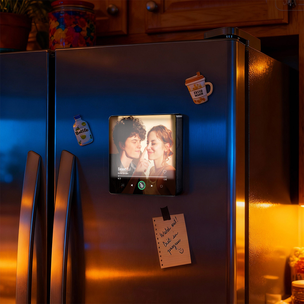Custom Music Fridge Magnet New 4.5 Upgrade with Night Light Colorful Frame Album Fridge Magnet Music Wall That Can Be Played Christmas Gifts - CustWitUK
