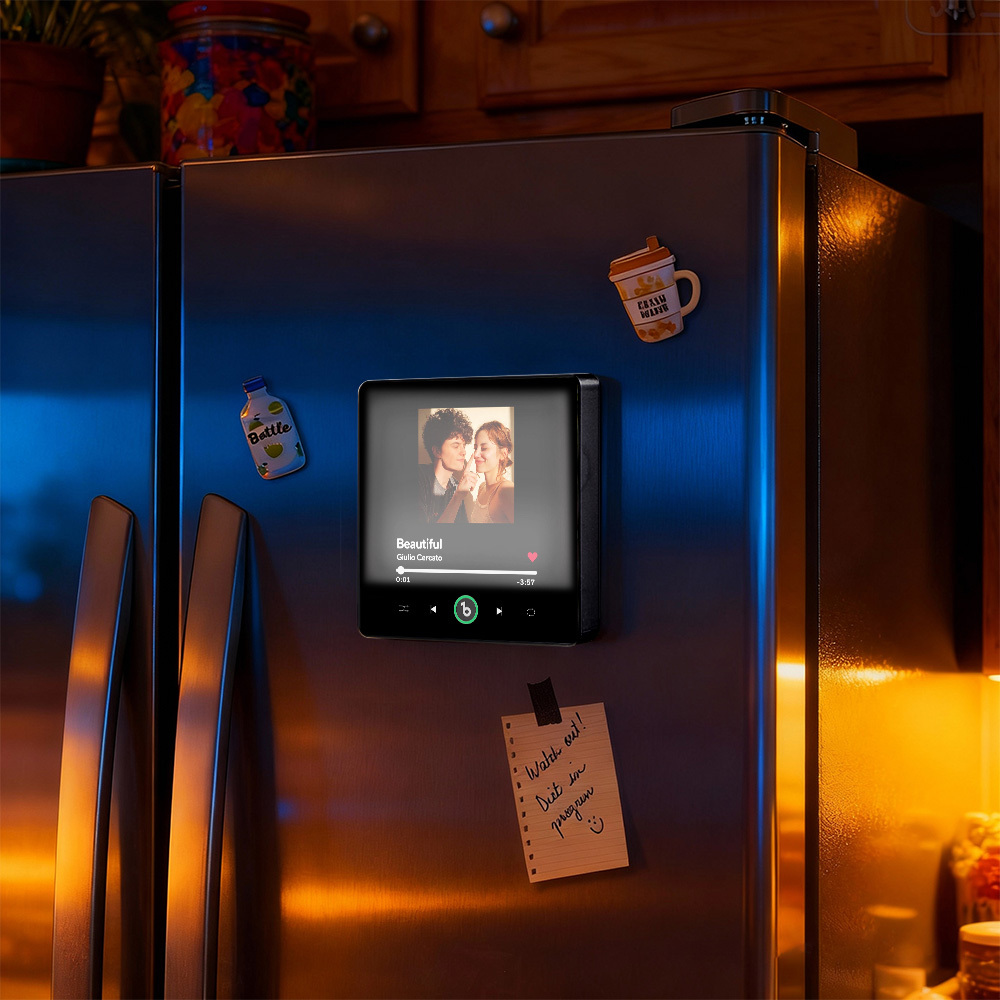 Custom Music Fridge Magnet New 4.5 Upgrade with Night Light Colorful Frame Album Fridge Magnet Music Wall That Can Be Played Christmas Gifts - CustWitUK