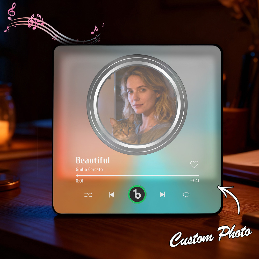 Personalized Light-Up Fridge Magnet With Music Play Custom Songs With Photo Unique Gift for Family