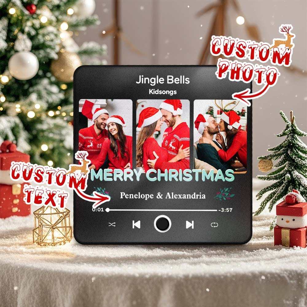 Customized Music Fridge Magnet Personalized Fridge Magnet With Three Photo for Creative Christmas Gift