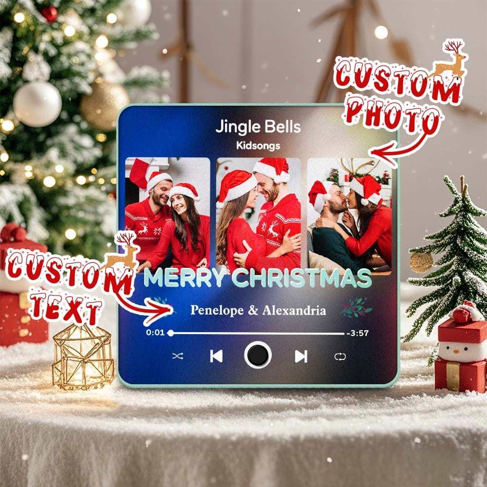 Customized Music Fridge Magnet Personalized Fridge Magnet With Three Photo for Creative Christmas Gift
