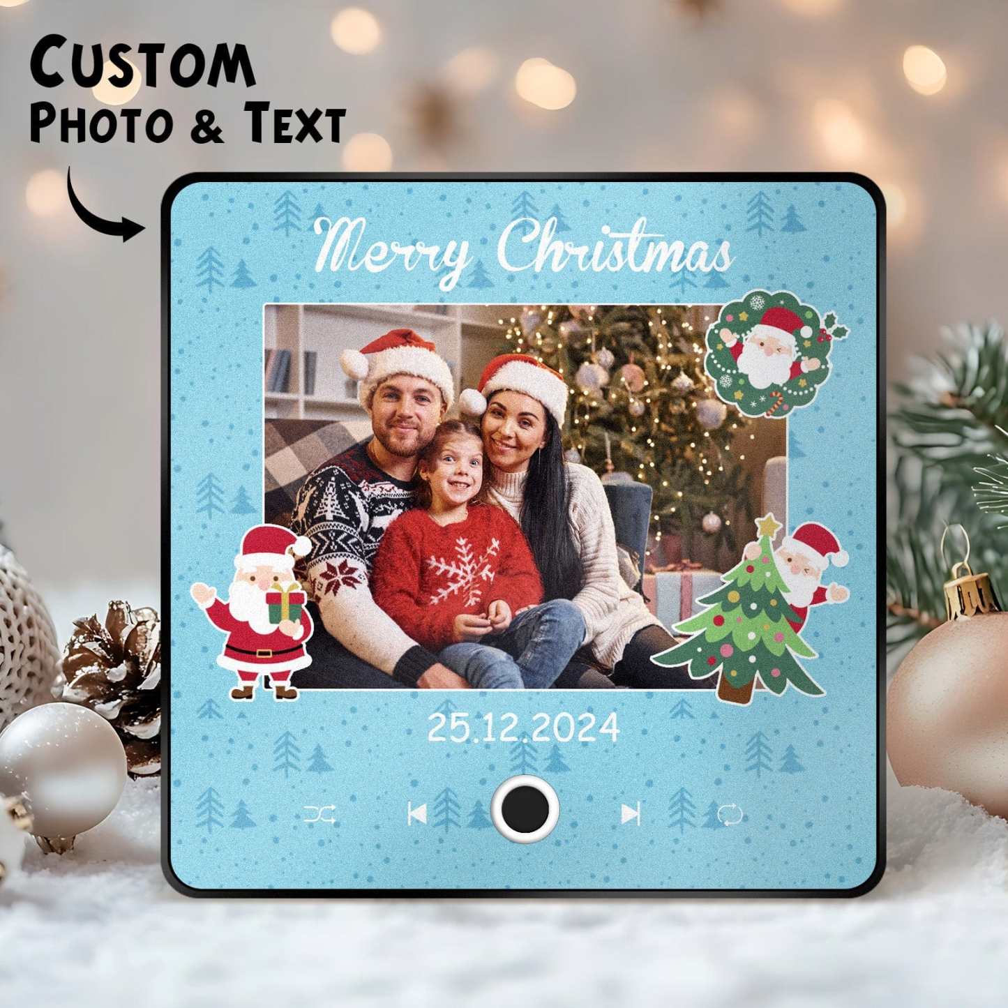 Customized Music Fridge Magnet Personalized Fridge Magnet With Three Photo for Creative Christmas Gift