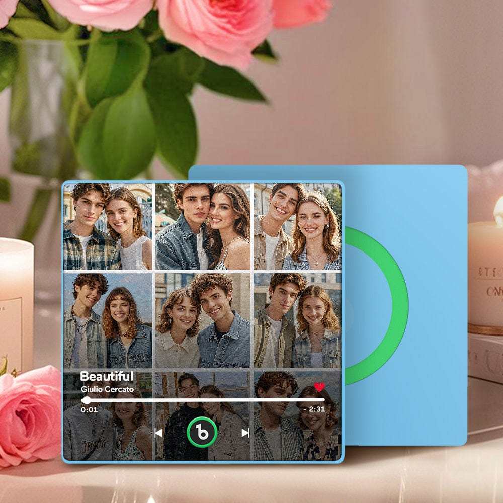 Custom Music Fridge Magnet And Photo With Colorful Frame Music Wall Photo Sticker Song Movement That Can Be Played Valentines Day Gift For Couple - CustWitUK