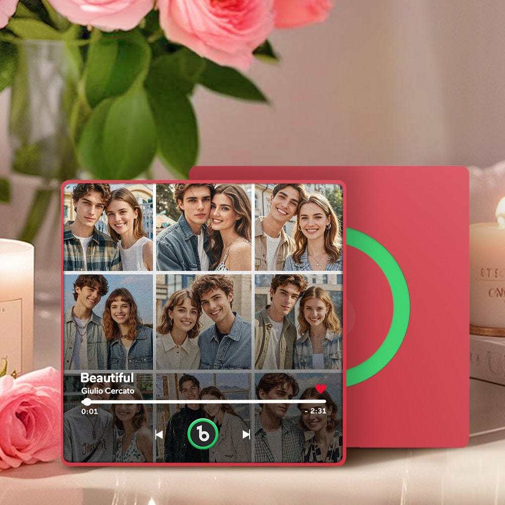 Custom Music Fridge Magnet And Photo With Colorful Frame Music Wall Photo Sticker Song Movement That Can Be Played Valentines Day Gift For Couple - CustWitUK