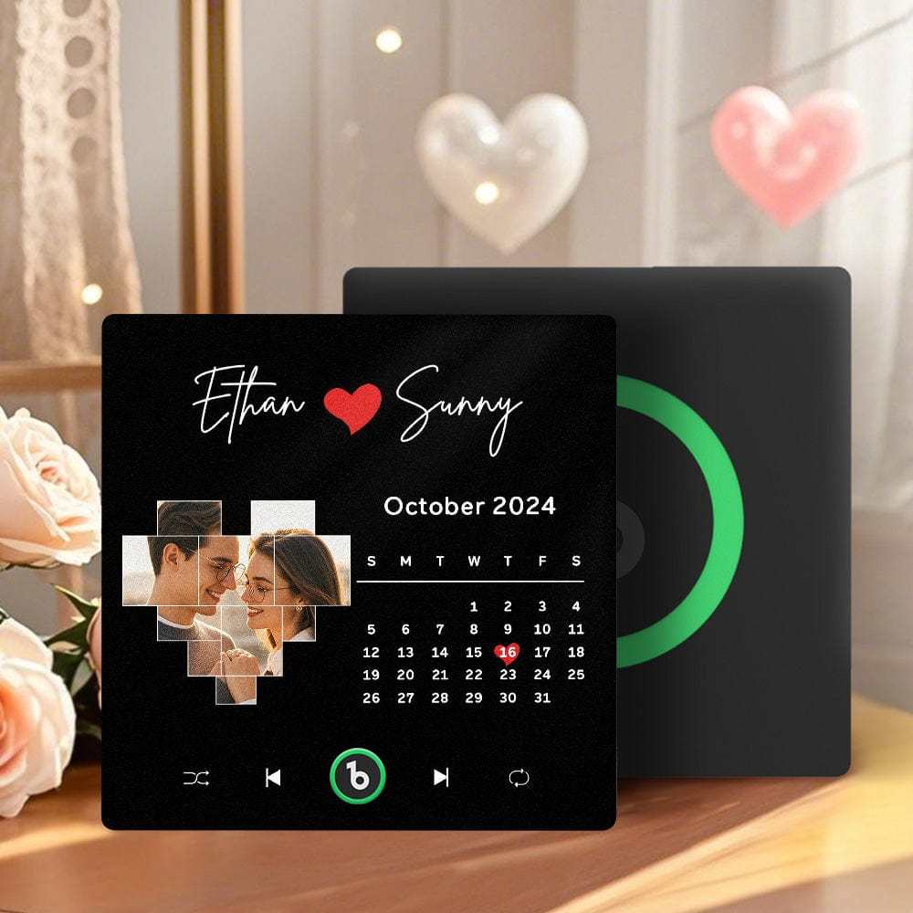 Custom Music Fridge Magnet Personalized Calendar Photo Colorful Album Fridge Magnet Music Wall Photo Sticker That Can Be Played Without Cellphone For Couples - CustWitUK