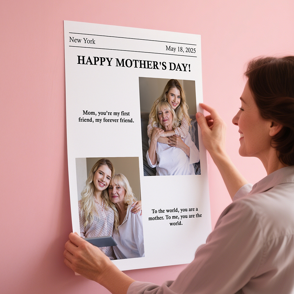 Custom Poster With Photo And Text For Mother's Day, Personalized Mother's Day Gift