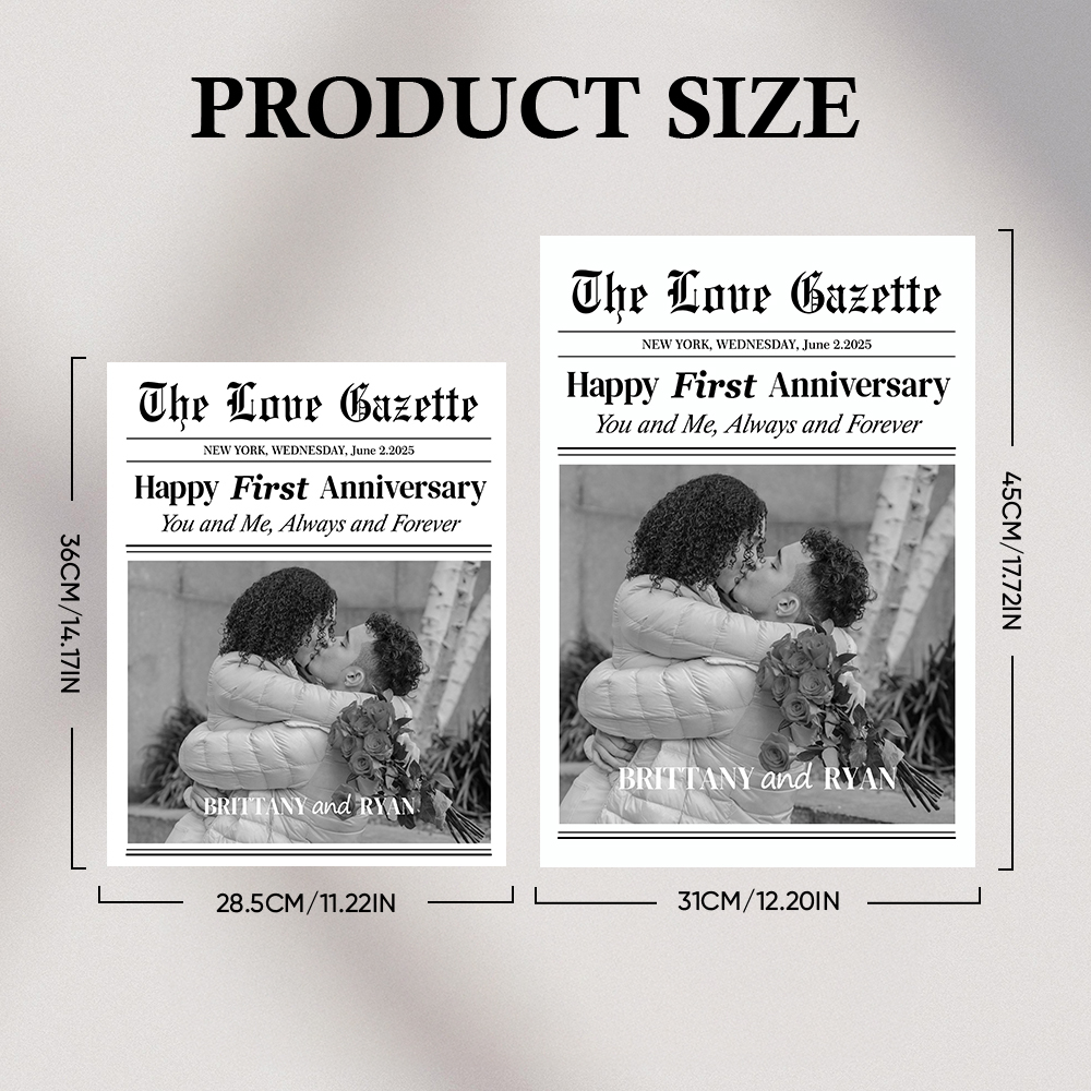 Custom Happy Anniversary Newspaper Poster Meaningful Keepsake For Wife Husband Couple Lovers