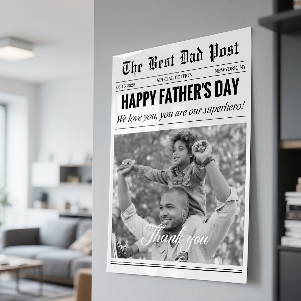 Personalized Father's Day Newspaper Poster Custom Best Dad Poster