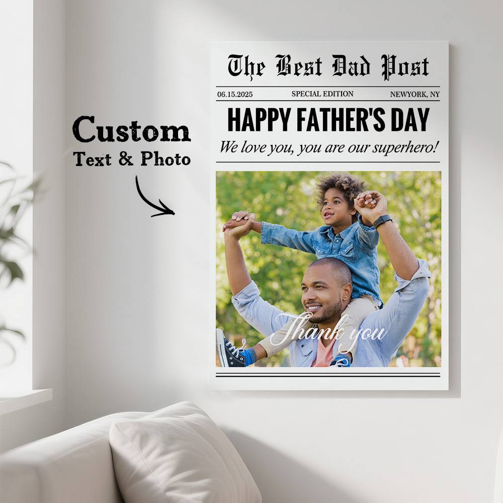 Personalized Father's Day Newspaper Poster Custom Best Dad Poster